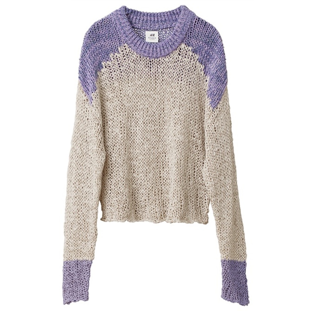 H&M Studio Lavender & Cream Open Knit Sweater Sm